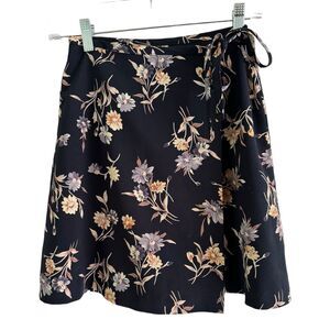 NWT Accomplice Navy Blue Floral Wrap Mini Skirt Size XXS Cottagecore 90s USA
